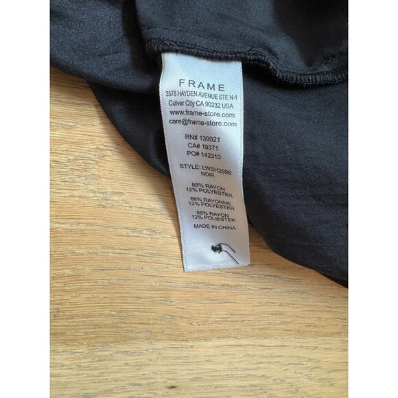 Frame Black Collared Puff Sleeve Button-Up Shirt Top Size XS - Picture 6 of 7